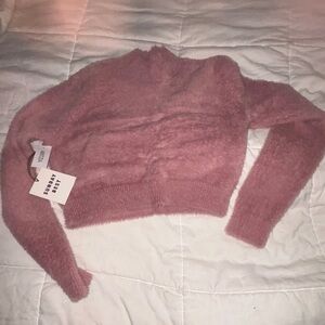 NWT aritzia sunday best robbie cropped mock neck sweater PINK MAUVE SIZE MEDIUM